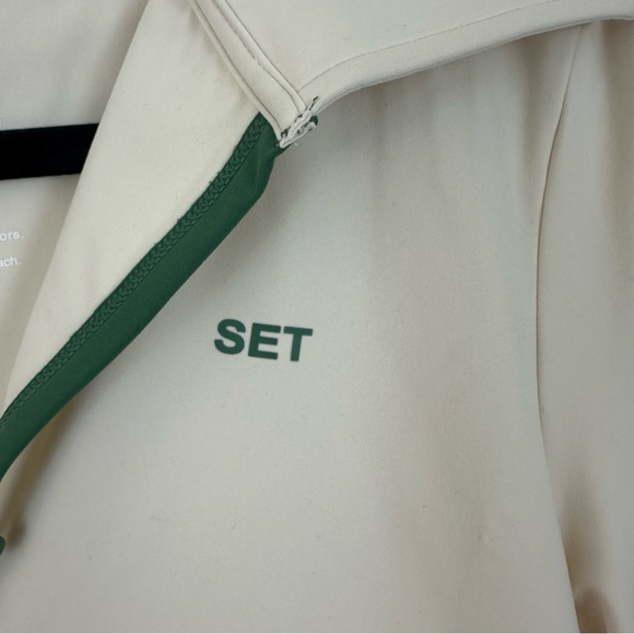 SET Active | Cream and Green Button-Up Collared Crop Top Workout Size XL - Picture 4 of 6